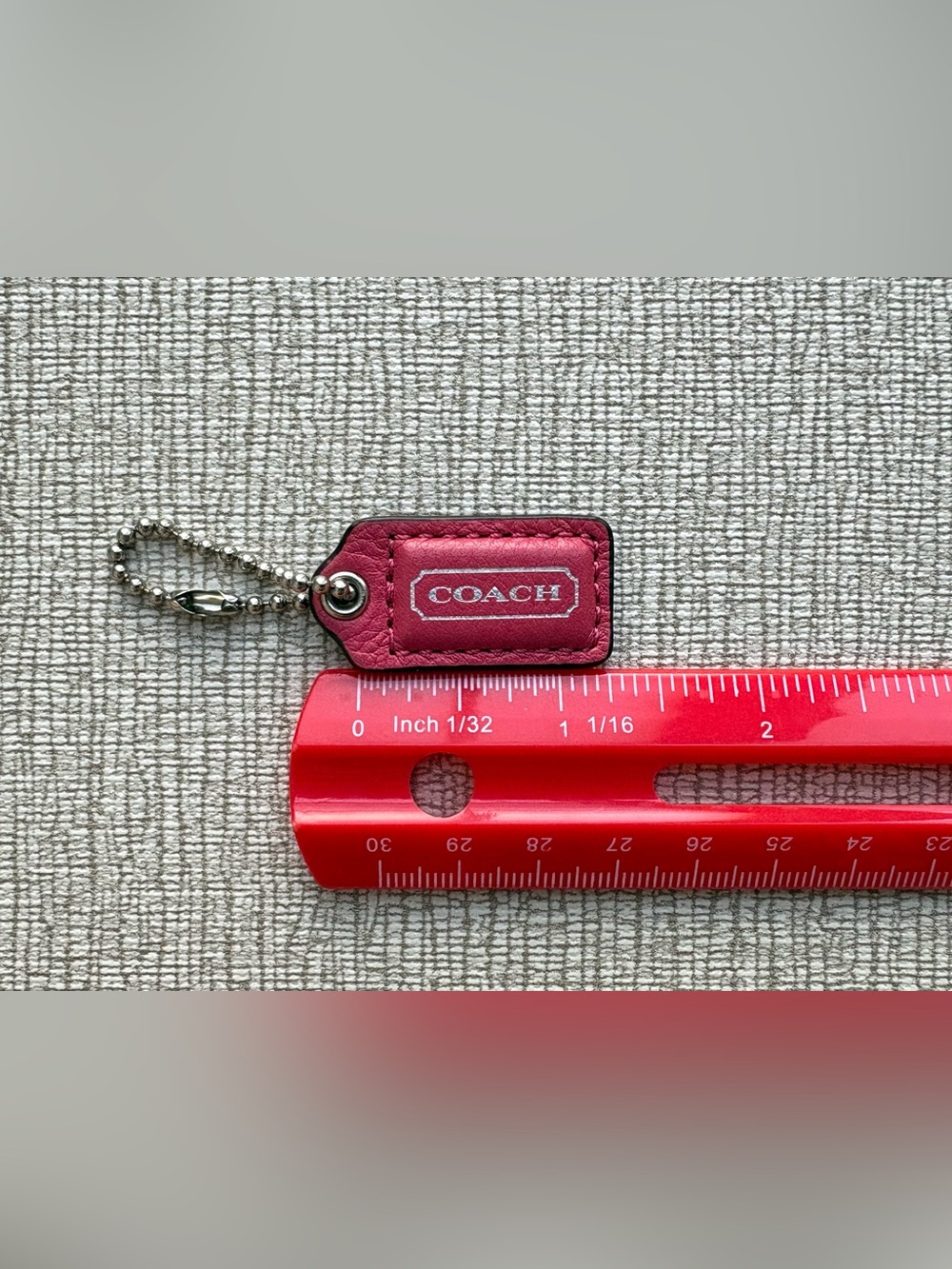 COACH 1.25" Mini Small Hot Pink Leather Silver Foil Hang Tag Hangtag Bag Charm - Picture 3 of 4